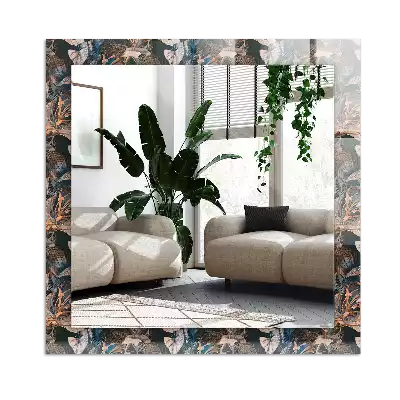 Rectangular mirror print Flowers and leaves
