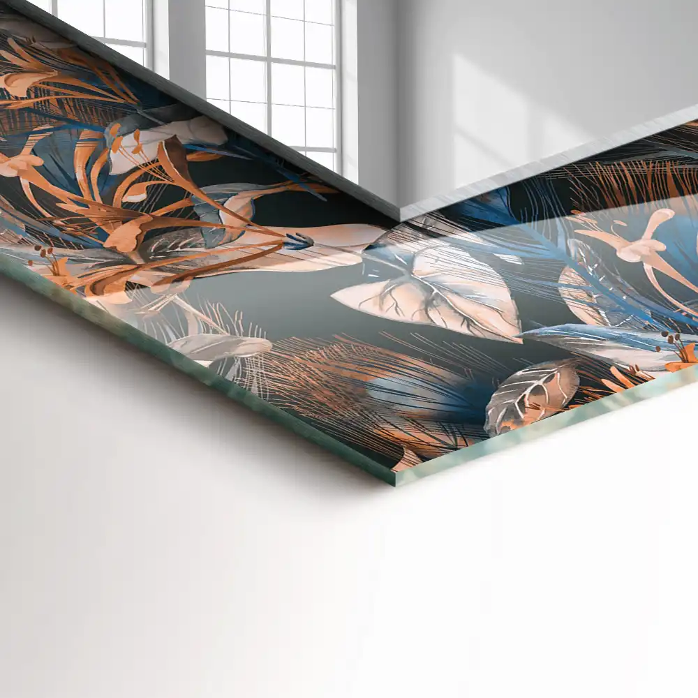 Rectangular mirror print Flowers and leaves