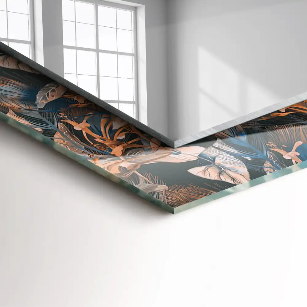Rectangular mirror print Flowers and leaves