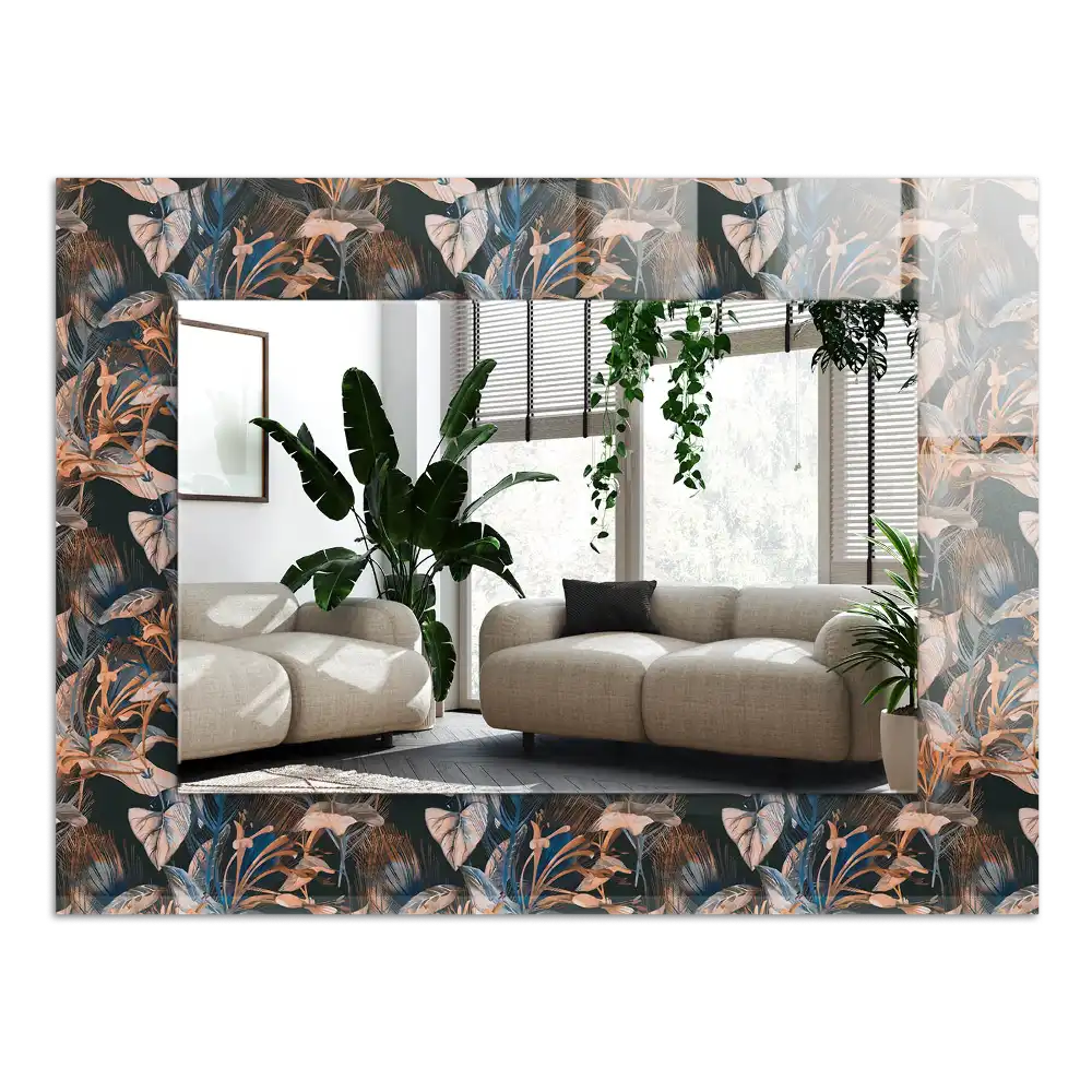 Rectangular mirror print Flowers and leaves