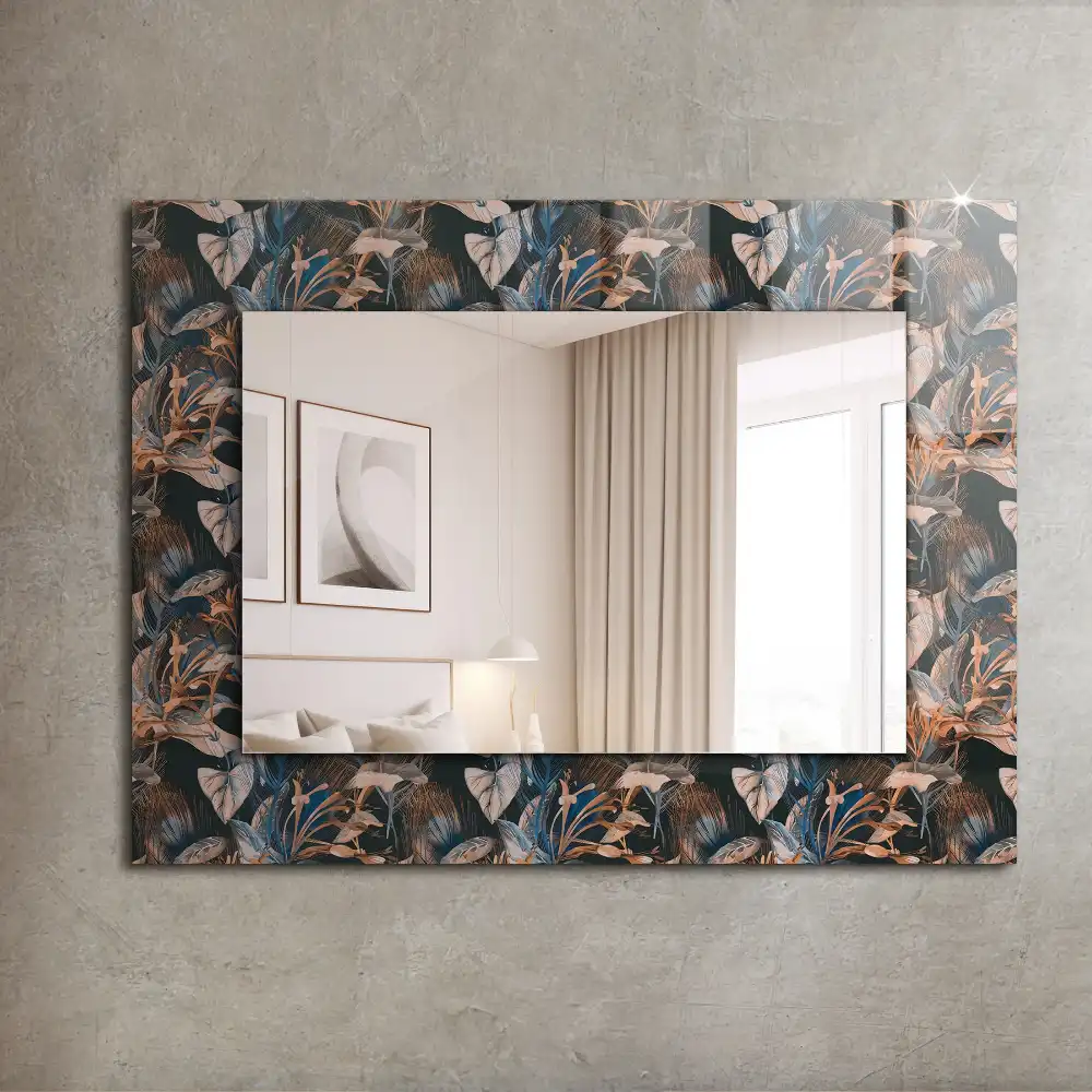 Rectangular mirror print Flowers and leaves