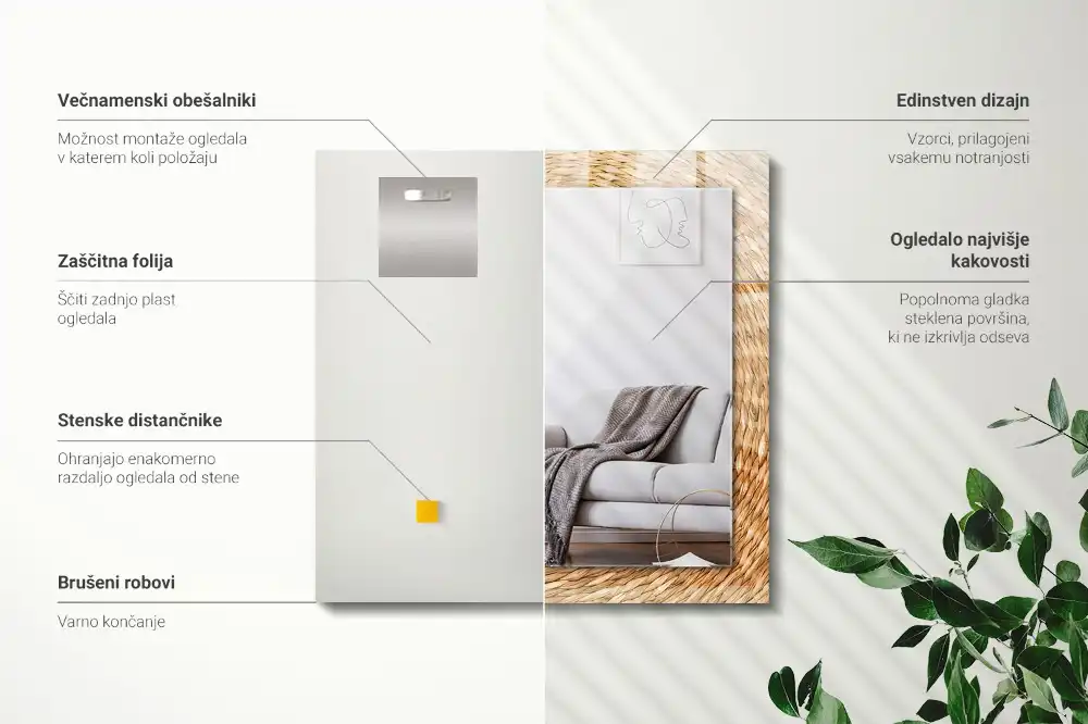 Rectangle decorative mirror Wattle