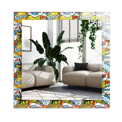 Rectangular wall mirror design Colorful comic speech bubbles