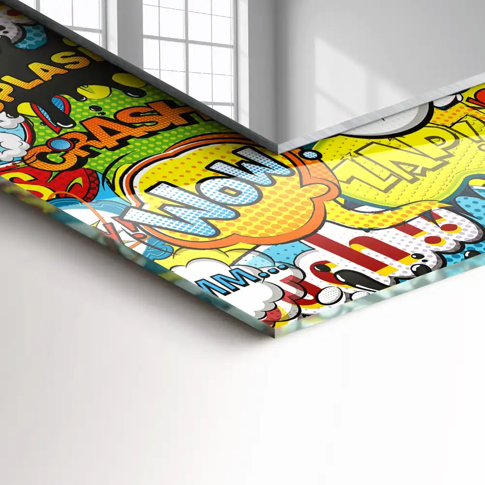Rectangular wall mirror design Colorful comic speech bubbles