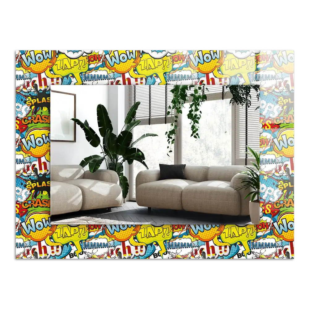 Rectangular wall mirror design Colorful comic speech bubbles