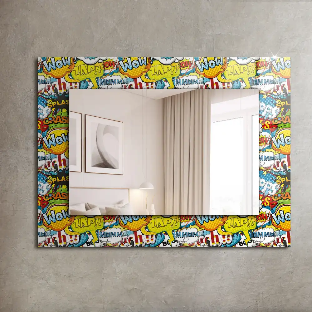Rectangular wall mirror design Colorful comic speech bubbles