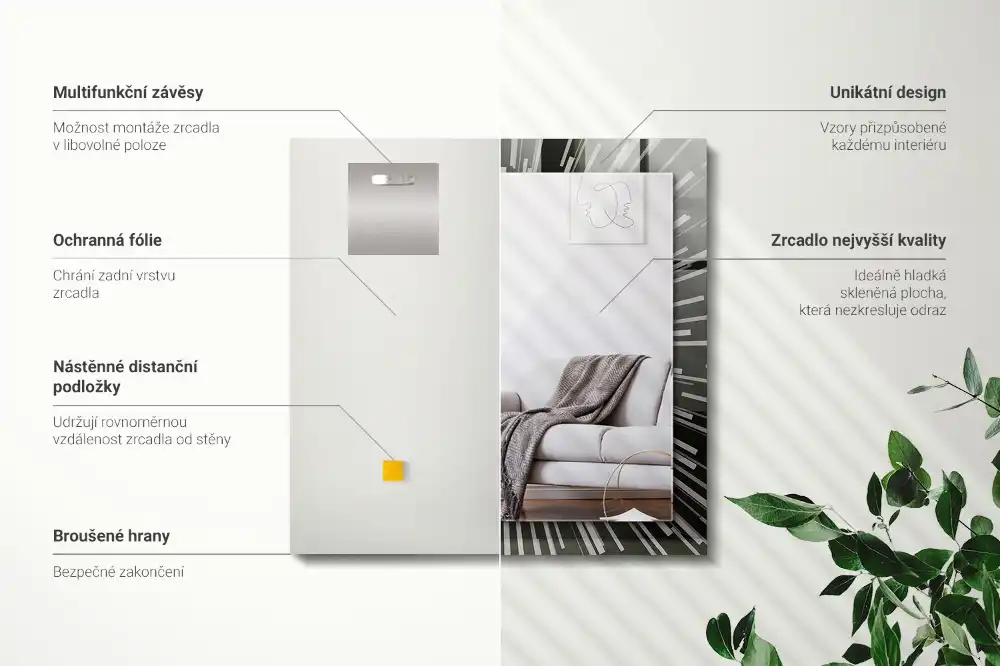 Rectangular decorative mirror Speed of light effect