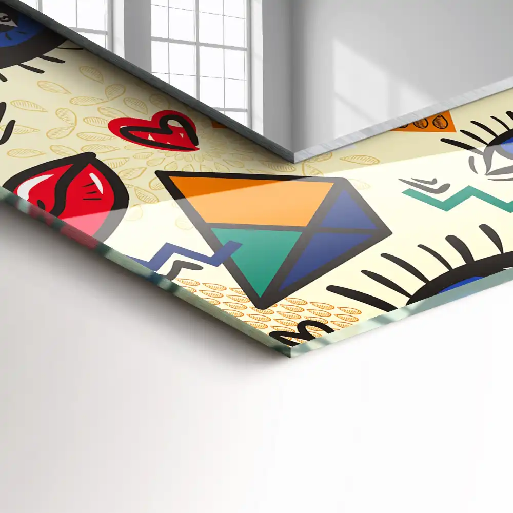 Rectangular mirror print Eyes mouth shapes