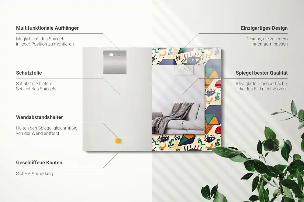 Rectangular mirror print Eyes mouth shapes