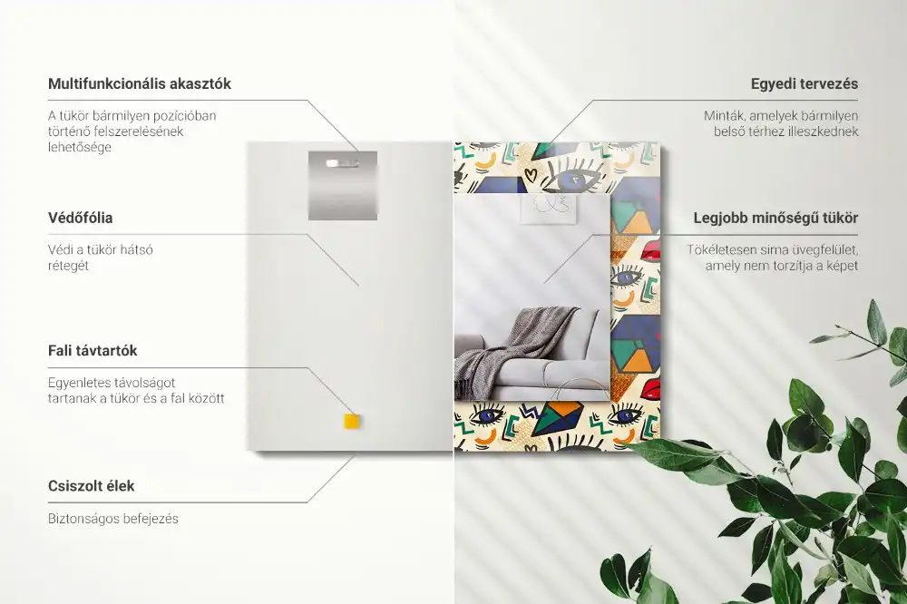 Rectangular mirror print Eyes mouth shapes