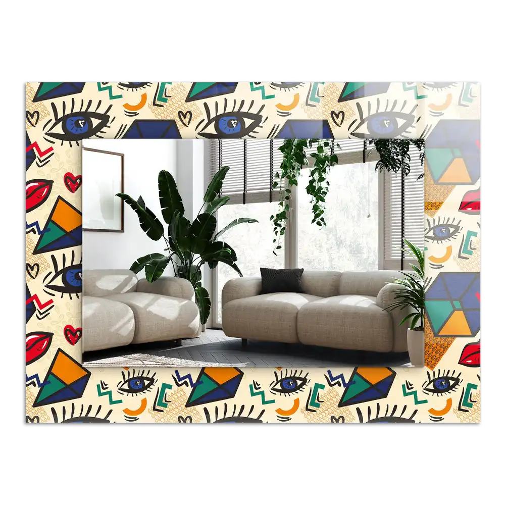 Rectangular mirror print Eyes mouth shapes