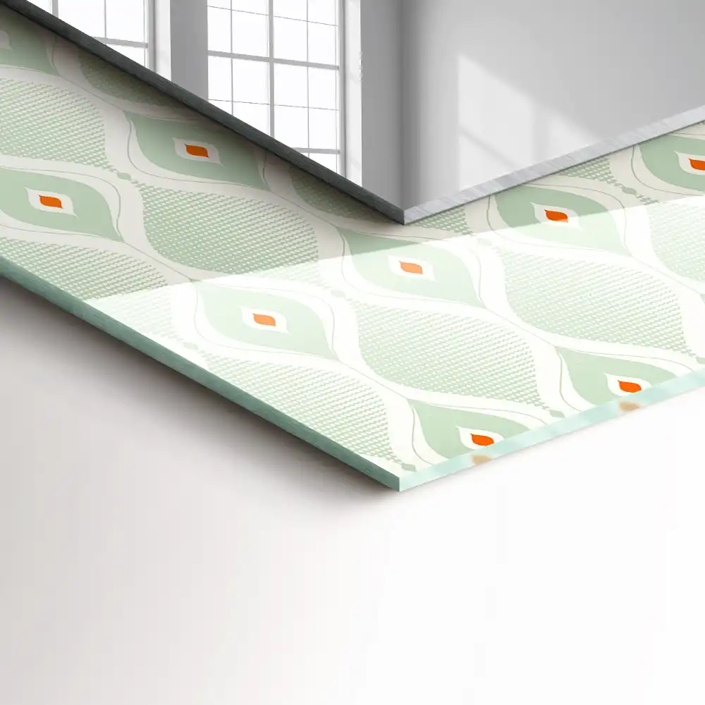 Rectangle decorative mirror Green geometric pattern