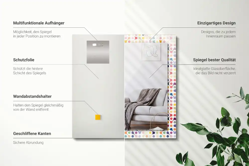Rectangular wall mirror design Colorful geometric pattern