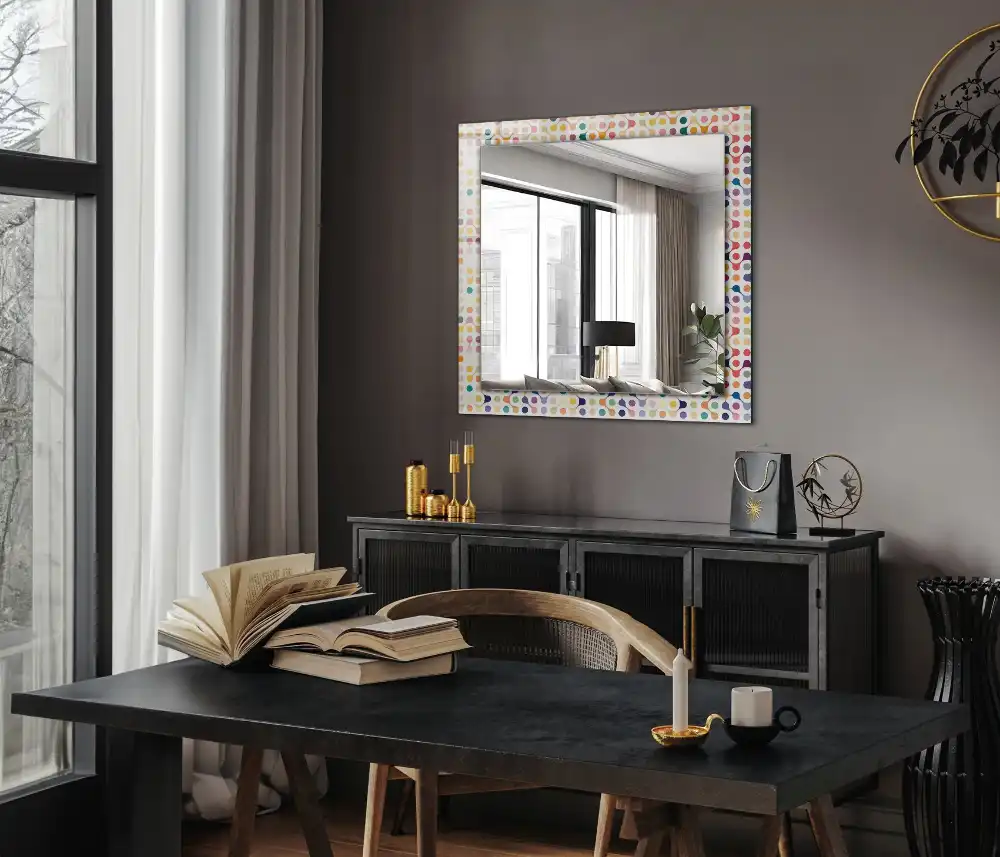 Rectangular wall mirror design Colorful geometric pattern