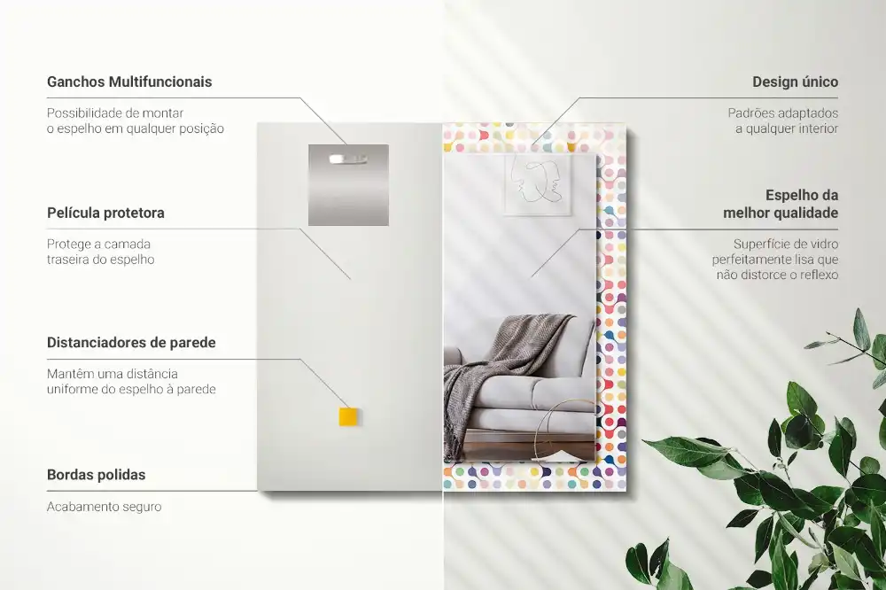Rectangular wall mirror design Colorful geometric pattern