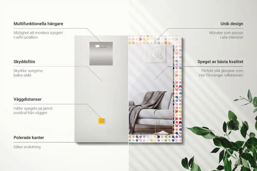 Rectangular wall mirror design Colorful geometric pattern