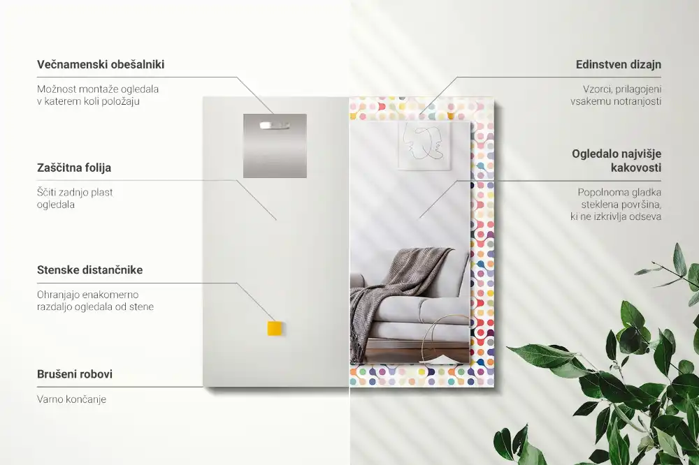 Rectangular wall mirror design Colorful geometric pattern