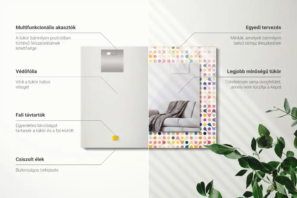 Rectangular wall mirror design Colorful geometric pattern