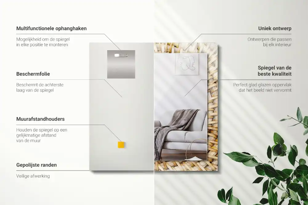 Rectangular mirror print Wattle