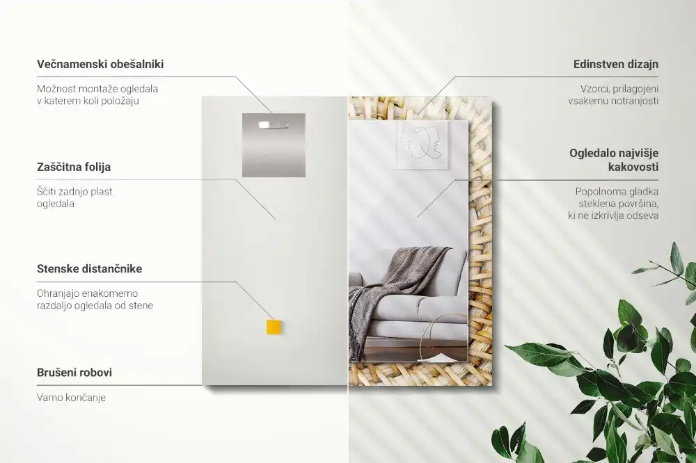 Rectangular mirror print Wattle