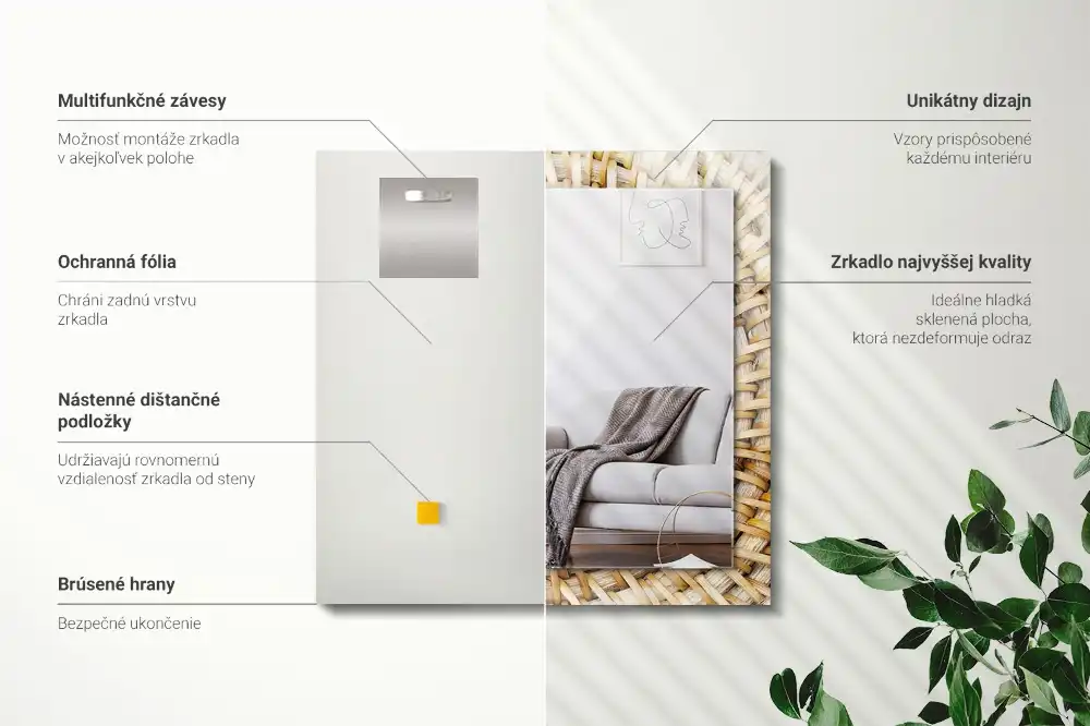 Rectangular mirror print Wattle