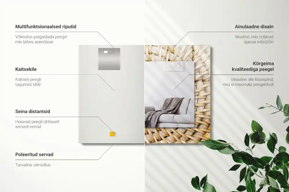 Rectangular mirror print Wattle