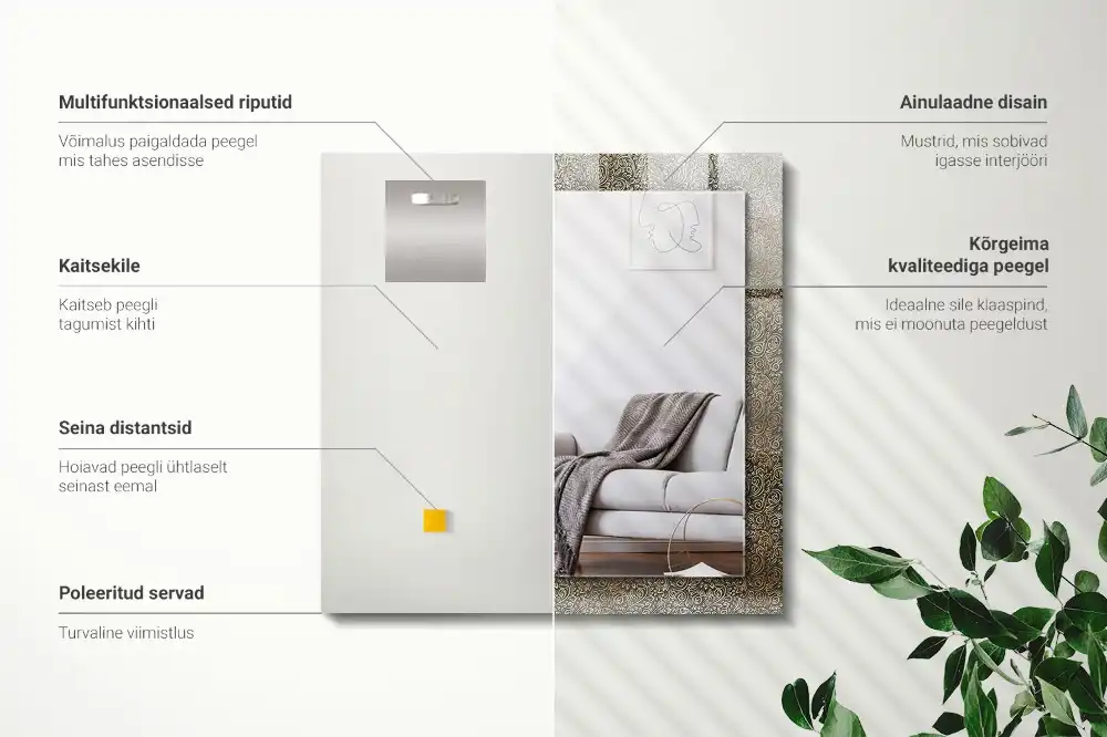 Rectangle decorative mirror Gold ornament pattern