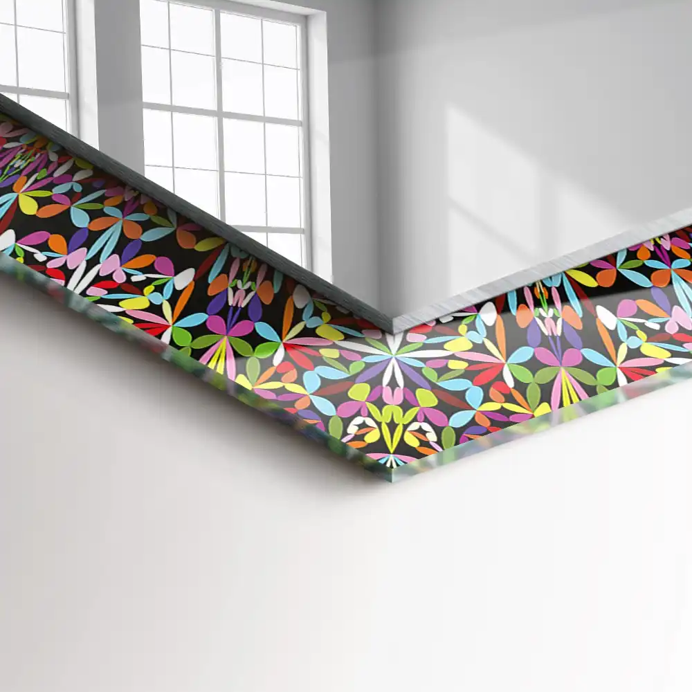 Rectangular wall mirror design Colorful mandala pattern