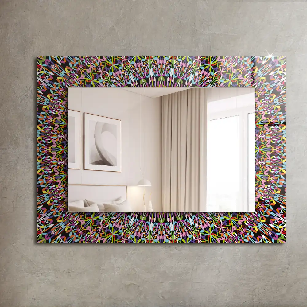 Rectangular wall mirror design Colorful mandala pattern