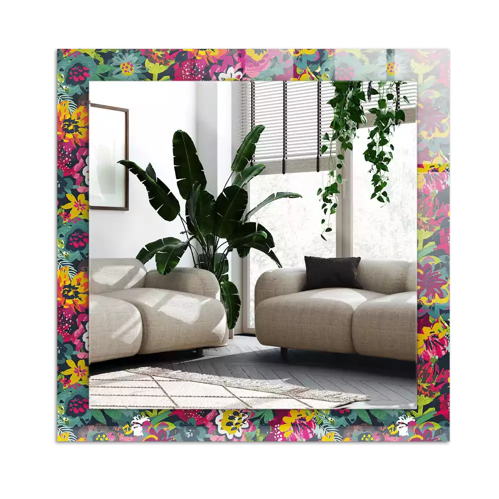 Rectangular decorative mirror Colorful floral patterns