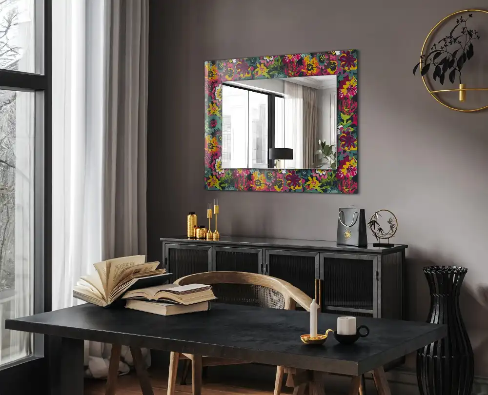 Rectangular decorative mirror Colorful floral patterns