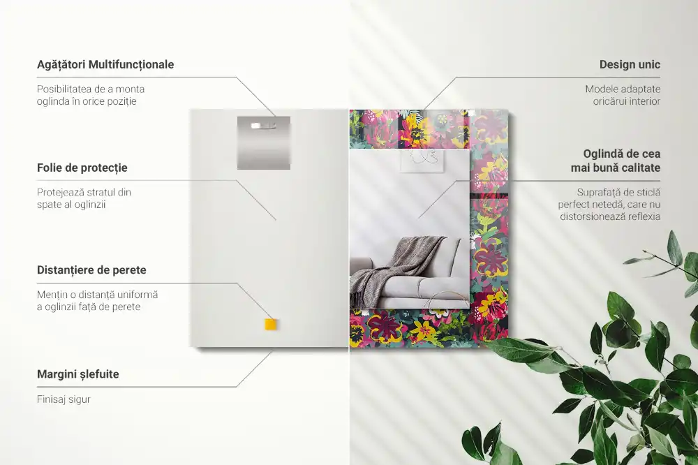 Rectangular decorative mirror Colorful floral patterns