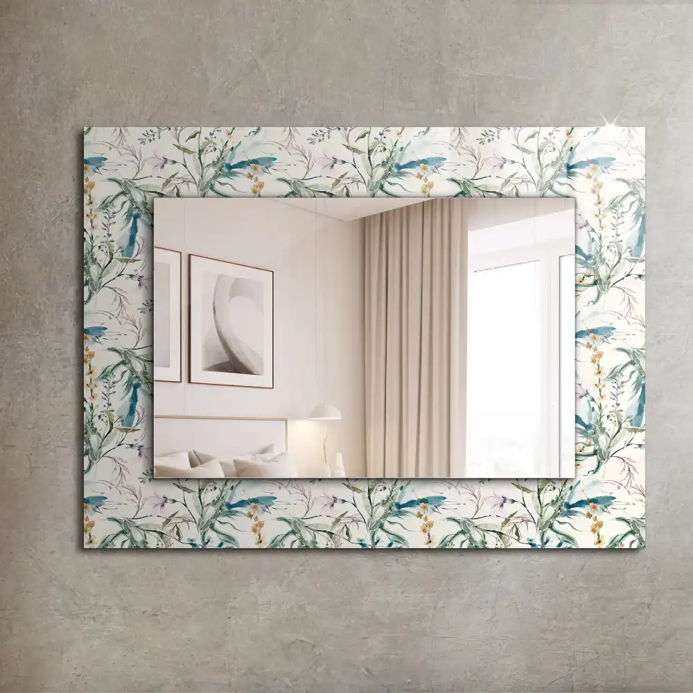 Rectangular mirror print Floral watercolor pattern