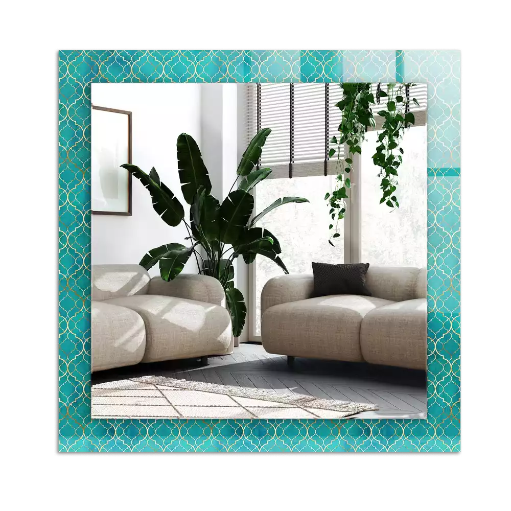 Rectangle decorative mirror Green geometric pattern