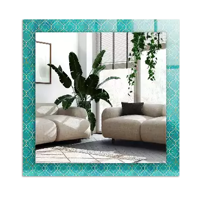 Rectangle decorative mirror Green geometric pattern