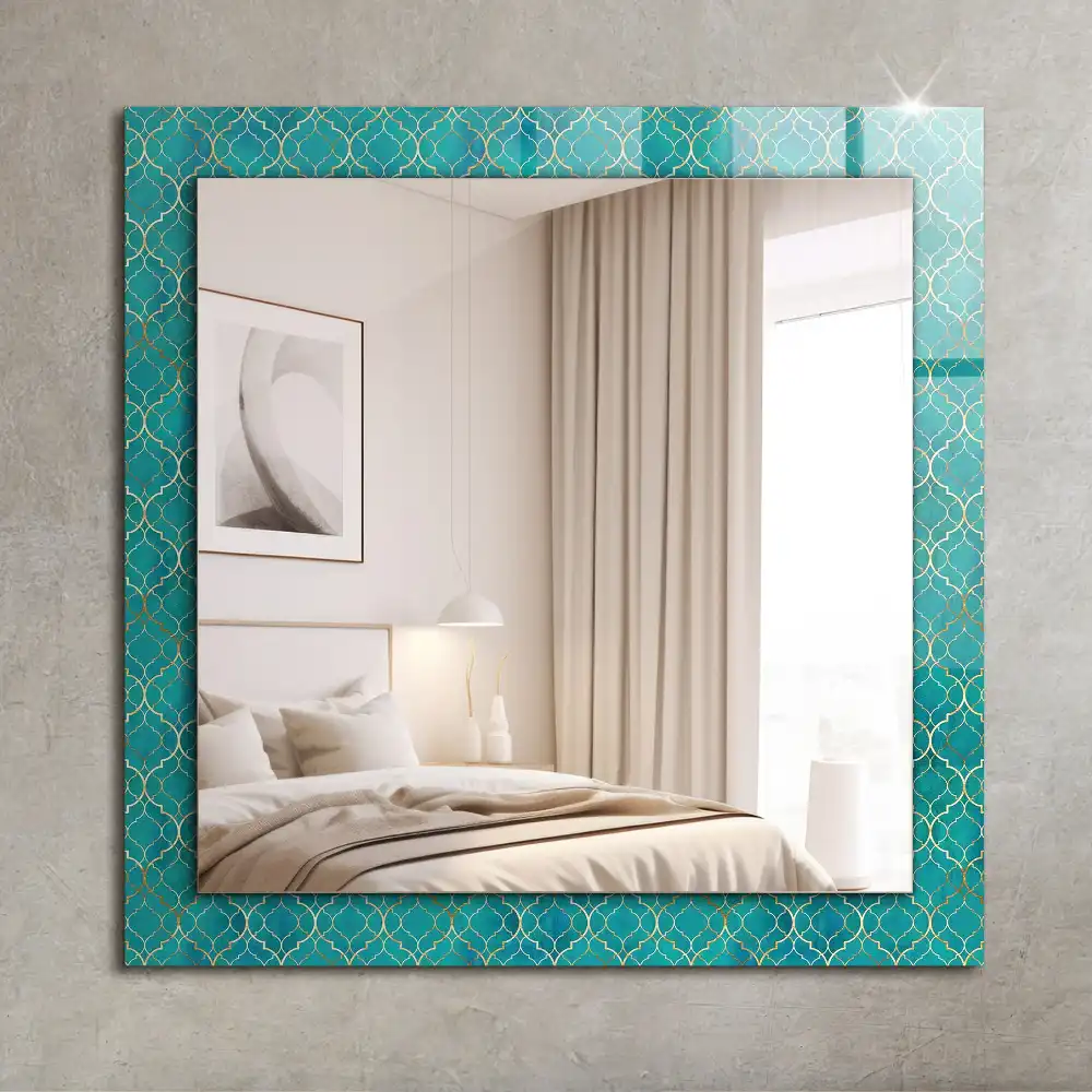 Rectangle decorative mirror Green geometric pattern
