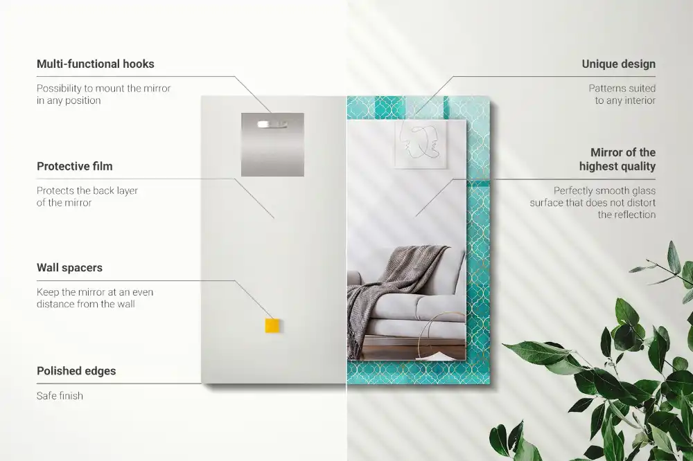 Rectangle decorative mirror Green geometric pattern