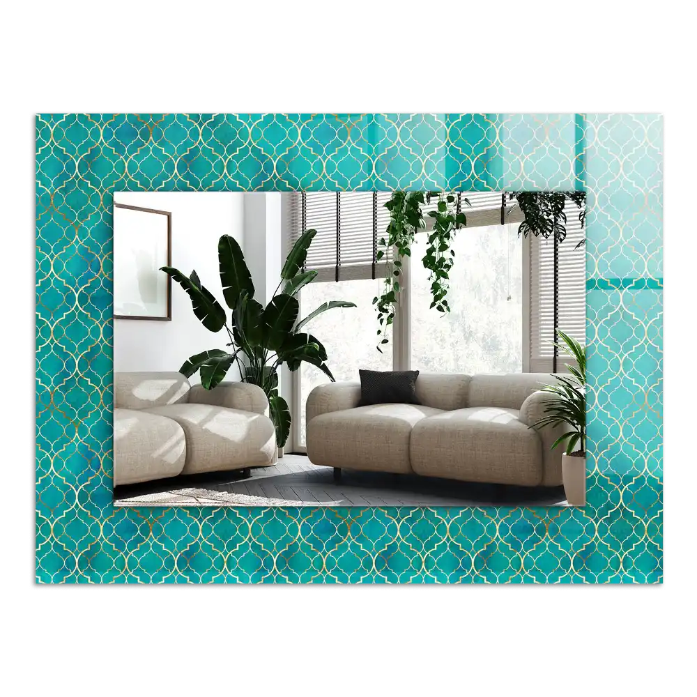 Rectangle decorative mirror Green geometric pattern