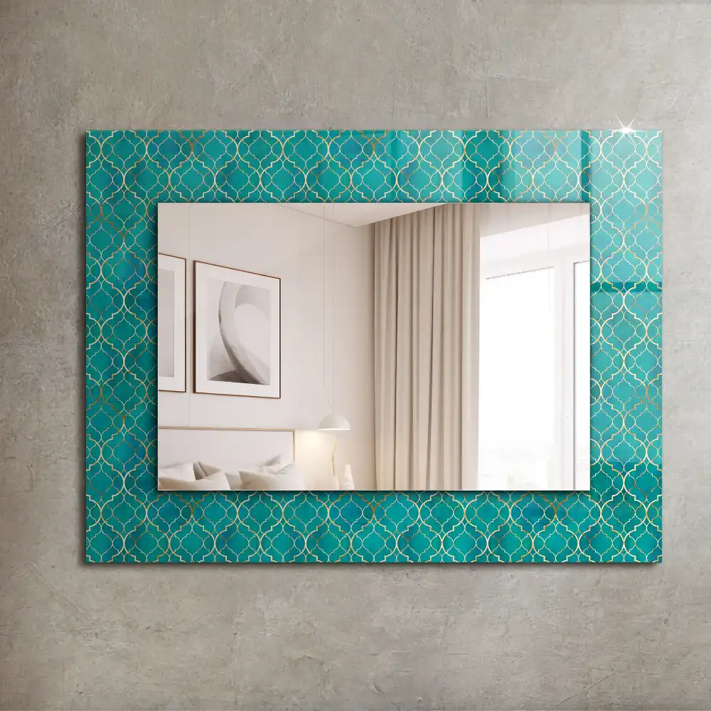 Rectangle decorative mirror Green geometric pattern