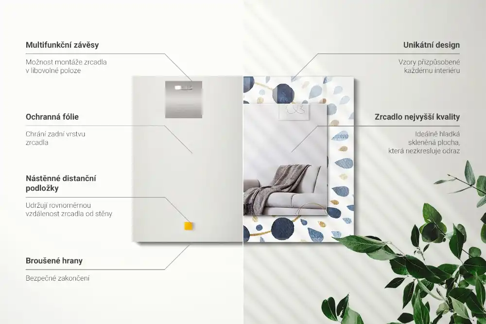 Rectangular wall mirror design Abstract mandala pattern