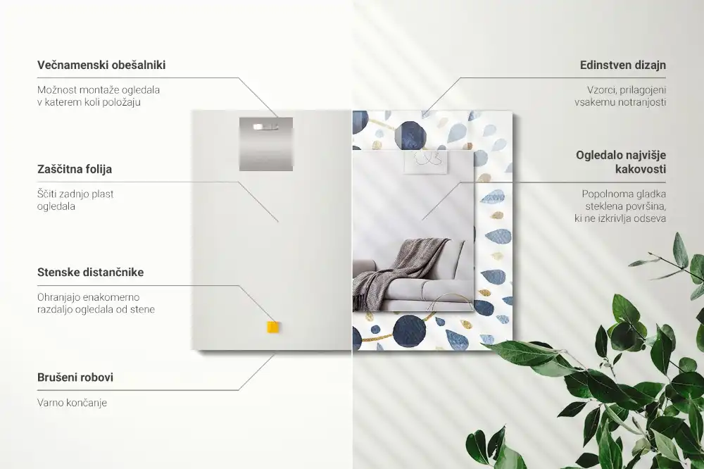 Rectangular wall mirror design Abstract mandala pattern