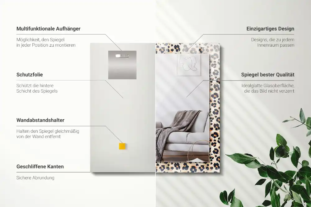 Rectangular decorative mirror Leopard pattern