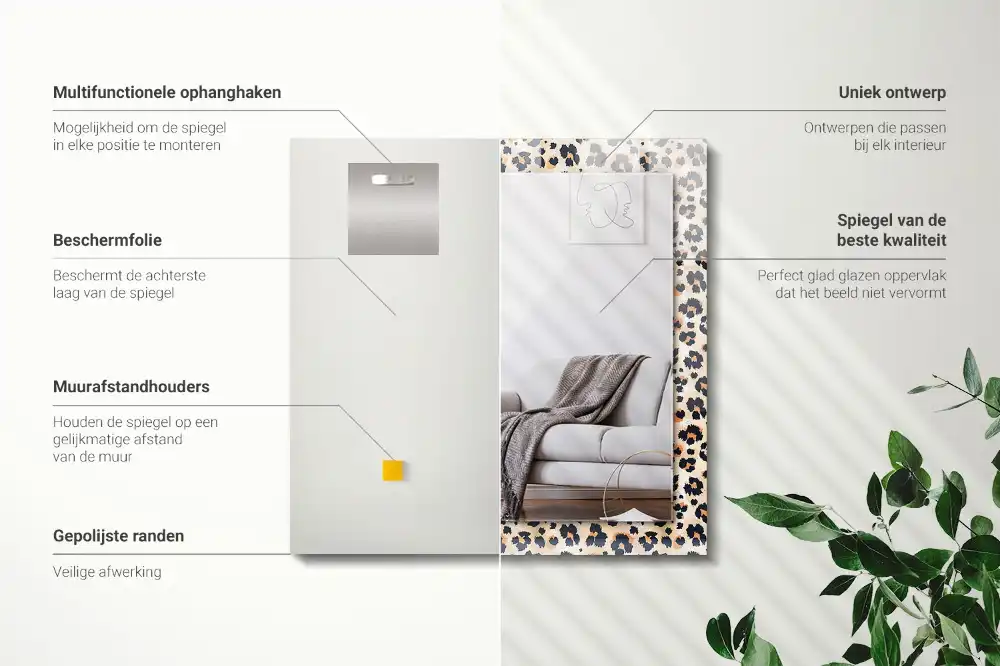 Rectangular decorative mirror Leopard pattern