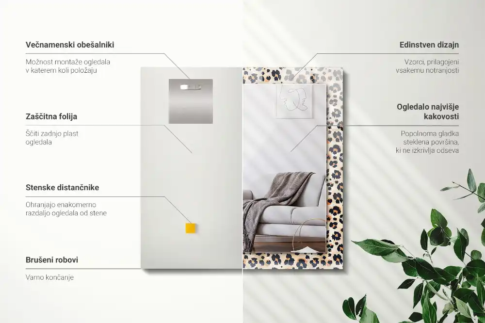 Rectangular decorative mirror Leopard pattern