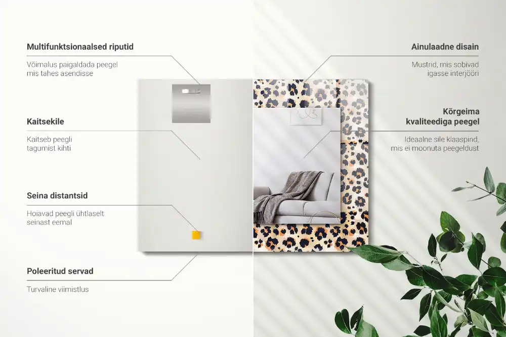 Rectangular decorative mirror Leopard pattern
