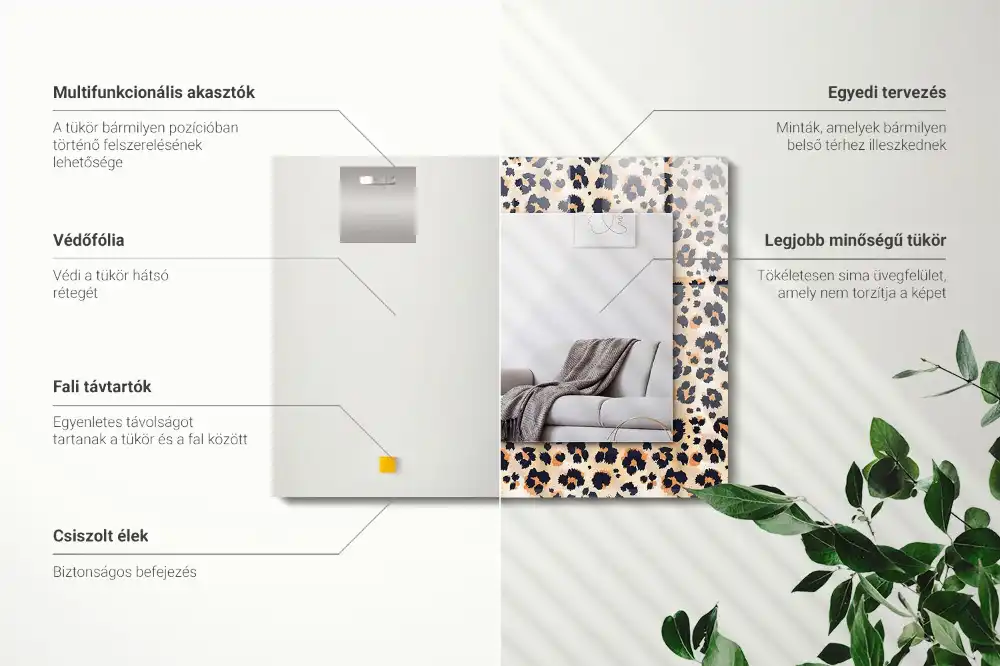 Rectangular decorative mirror Leopard pattern