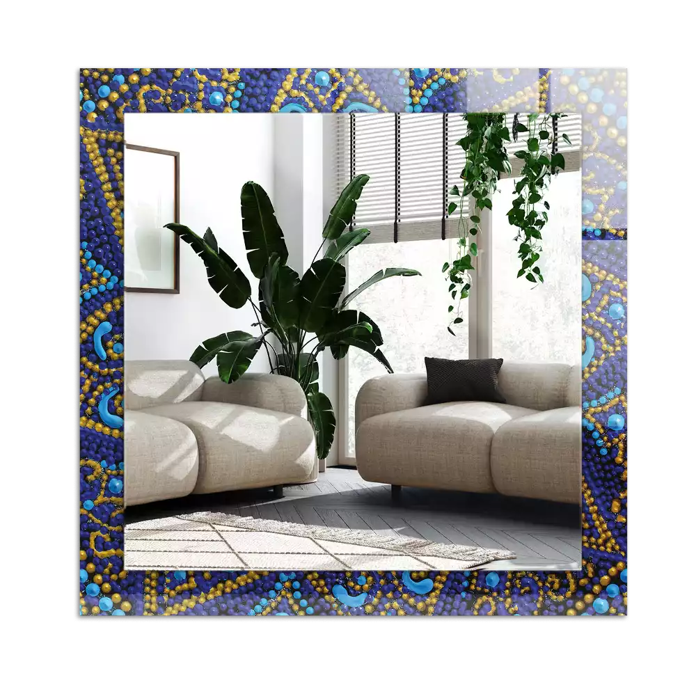 Rectangular mirror print Blue dotted mandala