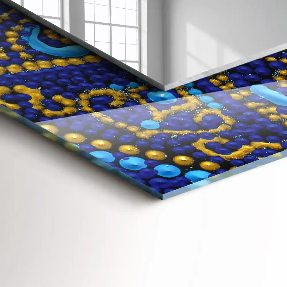 Rectangular mirror print Blue dotted mandala