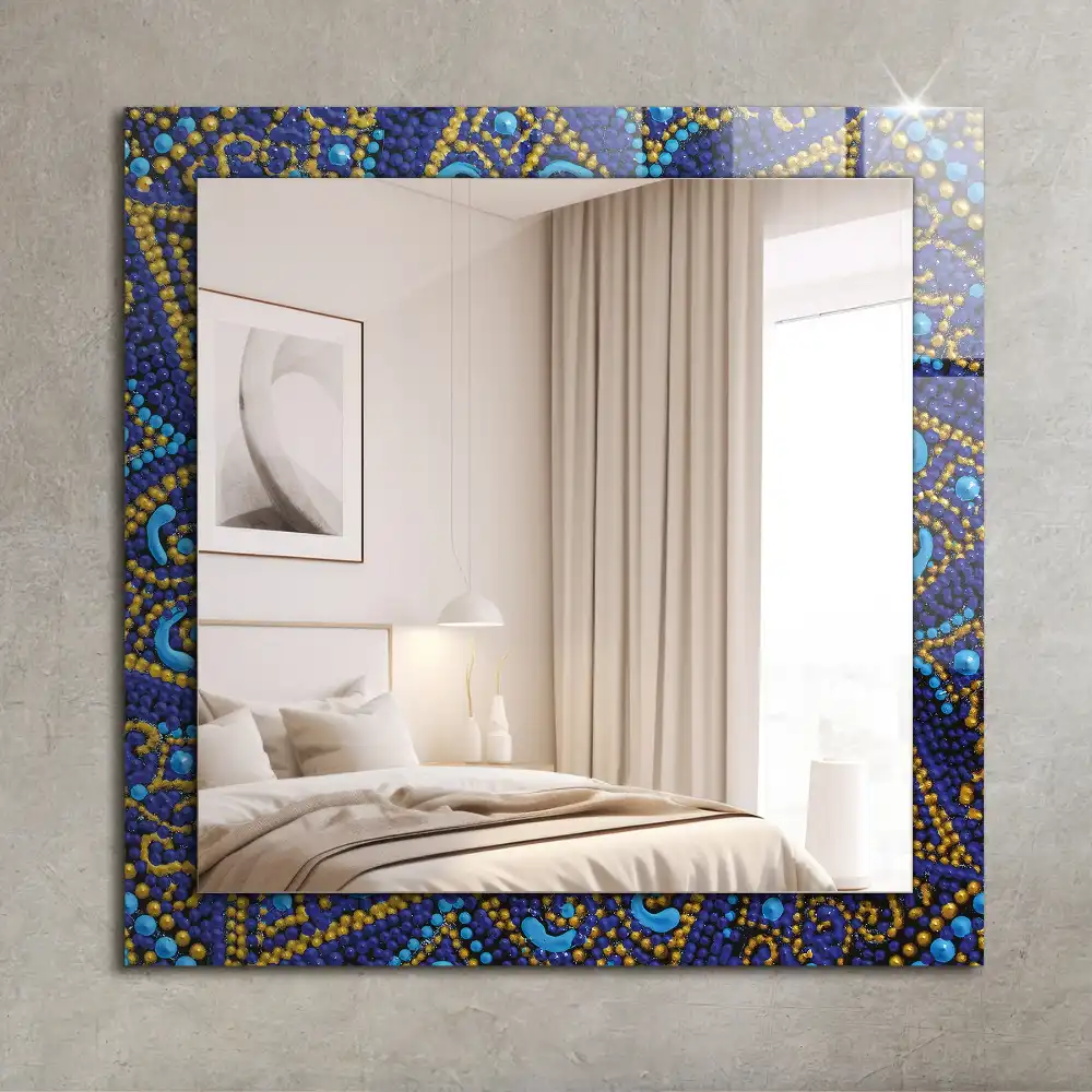 Rectangular mirror print Blue dotted mandala