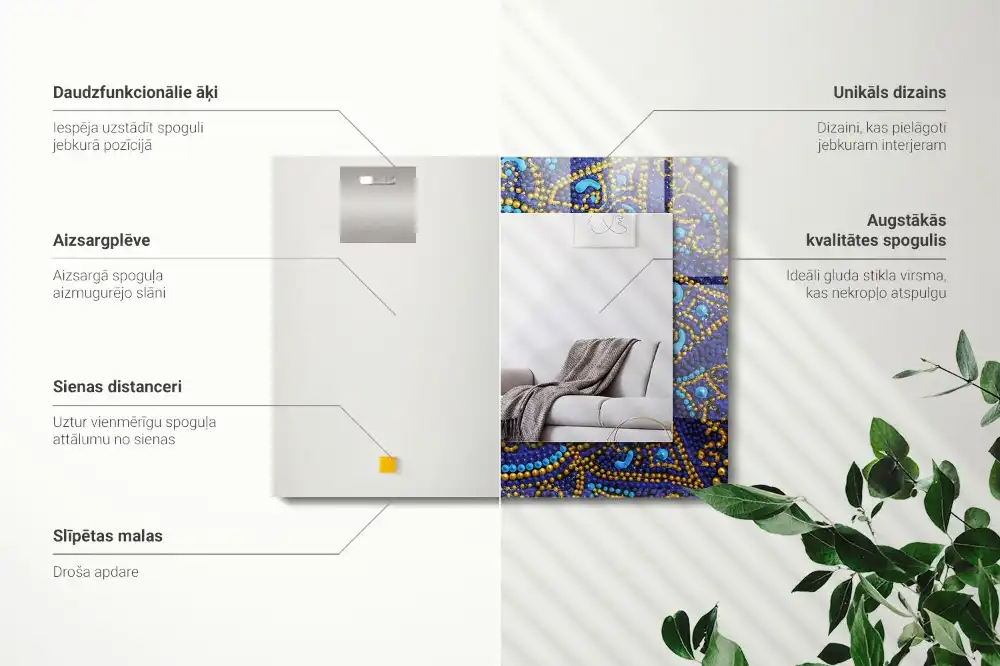 Rectangular mirror print Blue dotted mandala